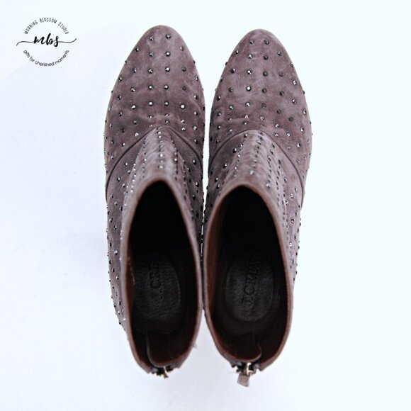 J. Crew Adele Suede Leather Studded Ankle Heel Boots Gray Women 8 - Picture 11 of 14